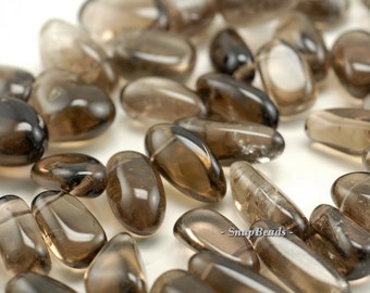 26x11-14x10mm Smoky Quartz Gemstone Pebble Nugget Loose Beads 7.5 inch Half Strand (90189850-B7-514)