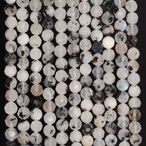 4.5MM  Rainbow Moonstone Gemstone Grade A Micro Faceted Round Loose Beads 15.5 inch Full Strand (80010057-A199)