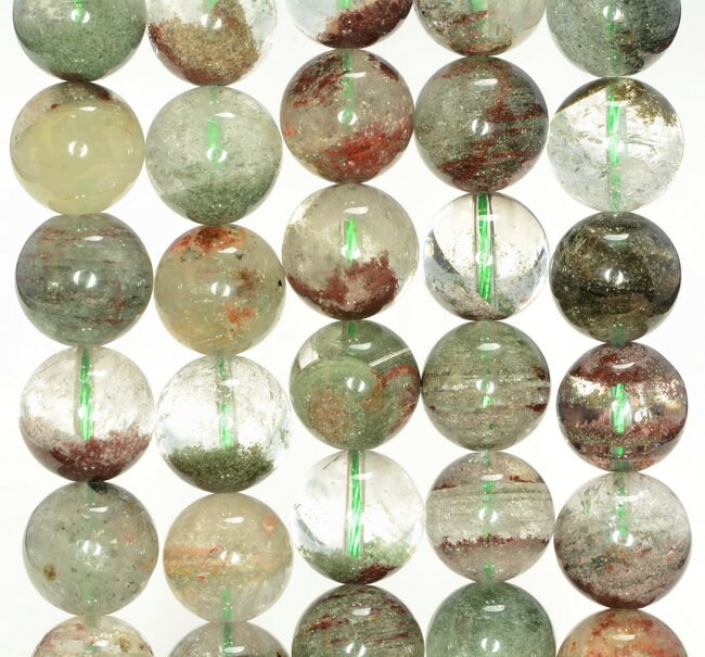 13mm Phantom Quartz Gemstone Grade AA Round Loose Beads 7