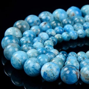 Natural Ocean Blue Apatite Gemstone Grade AA Round 5MM 6MM 7MM 8MM 9MM 10MM Loose Beads (D362)