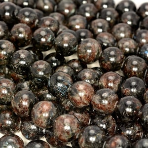 Genuine Astrophyllite Gemstone Grade AAA Black 5mm 6mm 7mm 8mm Round Loose Beads (255)