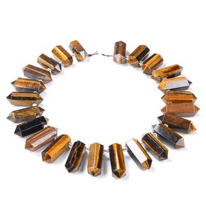 50x13-28x13MM Cognac Yellow Tiger Eye Gemstone Gradated Top Drilled Faceted Points Loose Beads 15.5 inch Full Strand (80016540-S16)