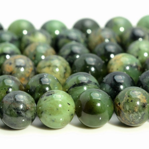 Natural Dendrite Green Jade Gemstone Grade AAA 6mm 8mm 10mm Round Loose Beads (A224)