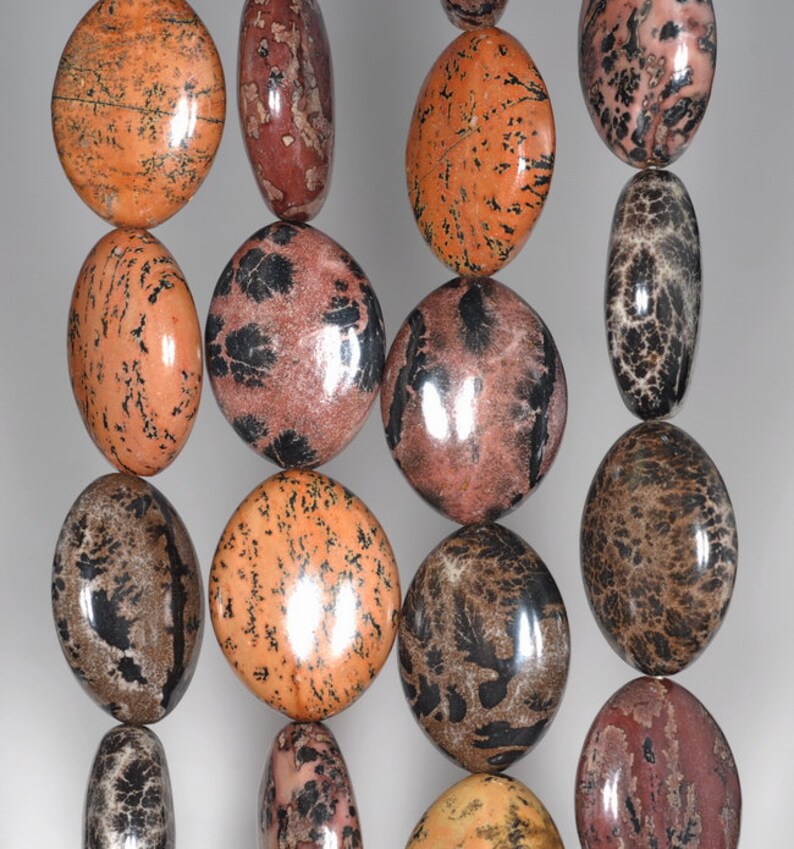 20X15MM Chinese Painting Jasper Gemstone Oval Loose Beads 15.5 Etsy