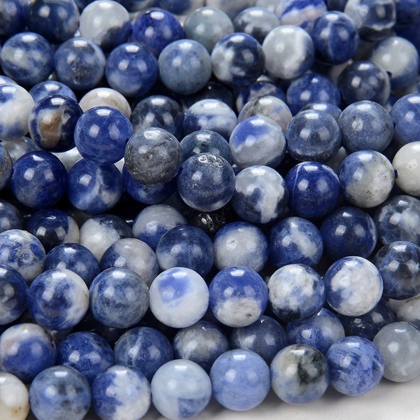 Natural Sodalite Denim Blue Gemstone Grade AAA Round 6MM 8MM 10MM Loose Beads (D211)