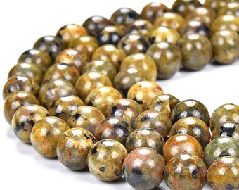 Yellow Yooperlite UV Reactive Gemstone Round 8MM Loose Beads (D484)