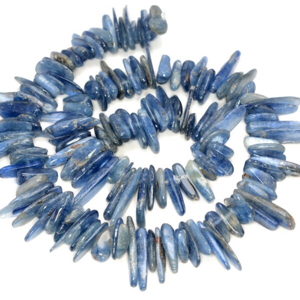 Blue Kyanite Gemstone Blue Grade A Stick Slice Chip 25x8mm-10x5mm Loose Beads 7,5" Half Strand (90184576-106)