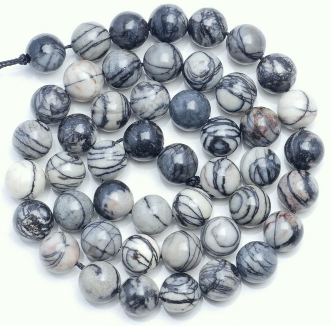 10 Strands 4mm Black Zebra Jasper Gemstone Black White Round 10 Strands 4mm Black Zebra Jasper Gemstone Black White Round