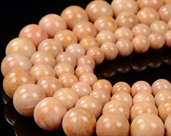 Naturlig orangegul fältspat solsten ädelsten grad AA rund 5 MM 6 MM 7 MM 8 MM lösa pärlor (D306)