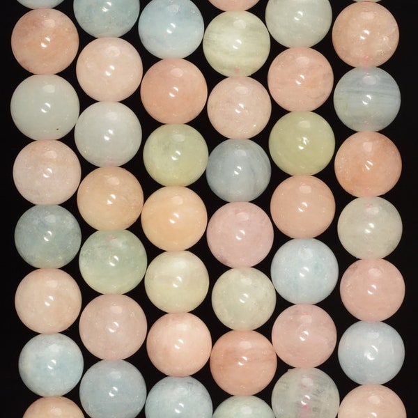 SALE !!! 8mm Beryl Morganite, Aquamarine, Heliodor Gemstone Grade AA Pink Multicolor Round Loose Beads 15.5 inch Full Strand (80005487-468)