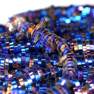 6x1mm Purple Blue Hematite Gemstone Leaf Slice Loose Beads 16 inch Full Strand (90185697-839)
