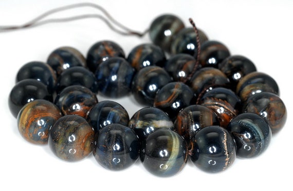 10MM BLUE TIGER EYE GEMSTONE GRADE AB ROUND LOOSE BEADS 7.5/"