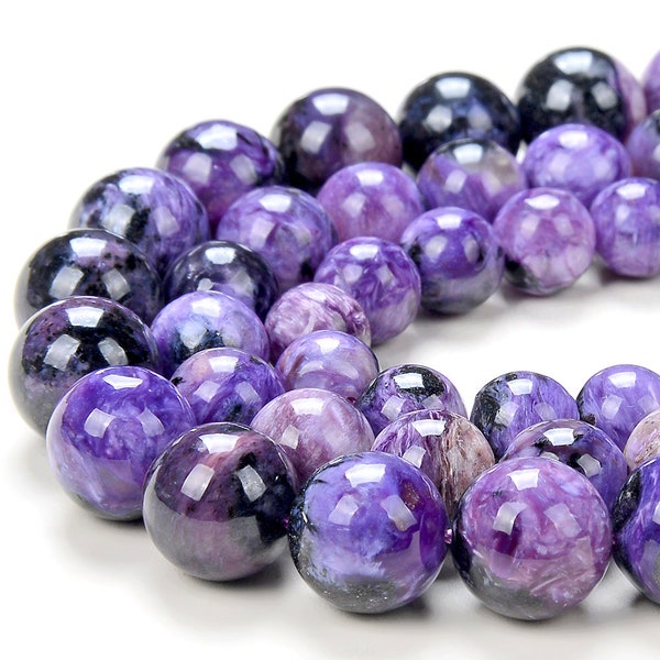 Natuurlijke Charoite Gemstone Grade AA Ronde 8MM 9MM 10MM 11MM 12MM 13MM 14MM 15MM 7,5 inch Half Strand Losse Kralen (D264)