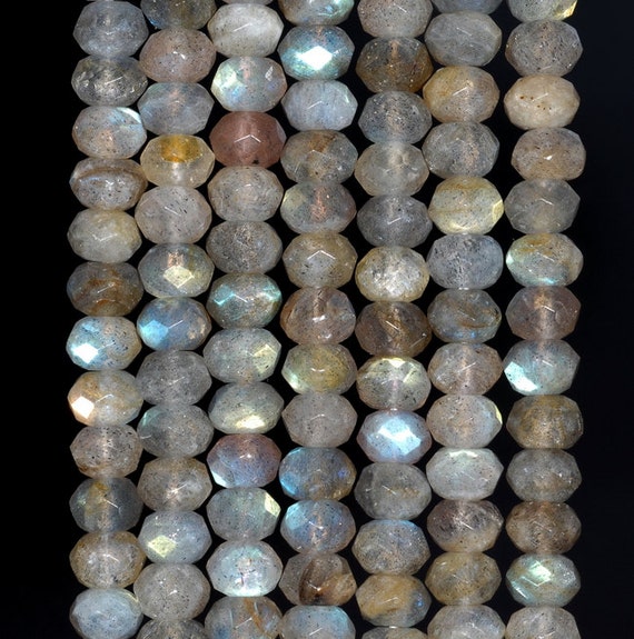 8X5MM LABRADORITE GEMSTONE GRADE A FACETED RONDELLE 8X5MM LOOSE BEADS 15.5/"