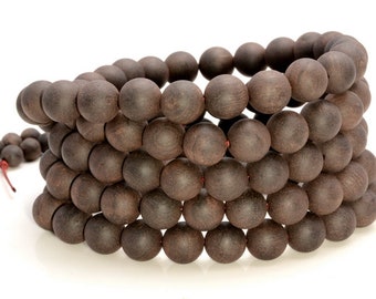 8mm 108PCS Natural Matte Ebony Black Sandalwood Prayer Buddha Mala Meditation Beads Round Loose Beads BULK LOT (80005380-400)