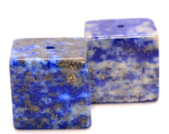 Natural Lapis Lazuli Gemstone Square Cube 11-12MM Loose Beads 6 Beads (80019010-D523)