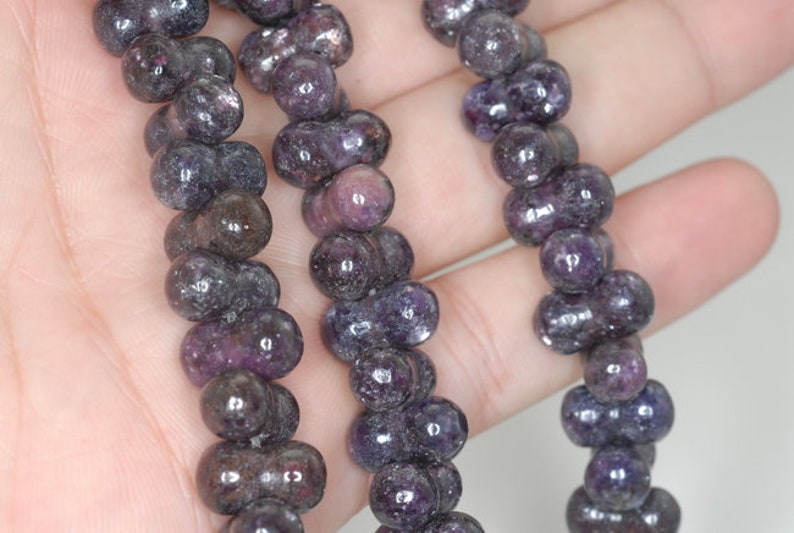 90187973-672 13X7mm Dark Purple Lepidolite Gemstone Grade A Bone Loose Beads 8 inch Half Strand