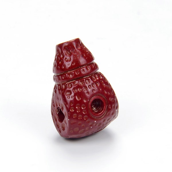 Cinnabar Gemstone Carved Guru Bead 14X9MM 5 Beads (80018728-S25)