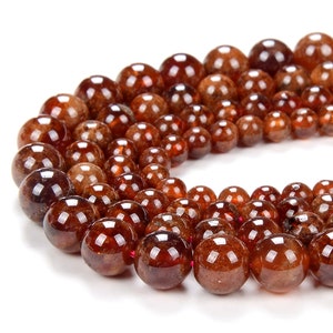 Natural Hessonite Garnet Gemstone Grade AA Round 5MM 6MM 7MM 8MM 9MM Loose Beads (D209)