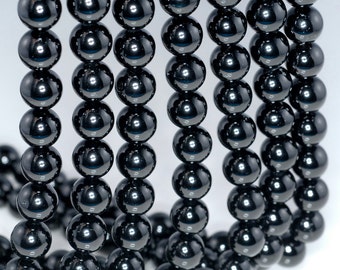 8mm Black Tourmaline Gemstone Grade AAA Round Loose Beads 15.5 inch Full Strand (90186316-729)