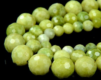 Natural Peridot Jade Gemstone Grade AAA Micro Faceted Round 6MM 8MM 10MM Loose Beads (D42)
