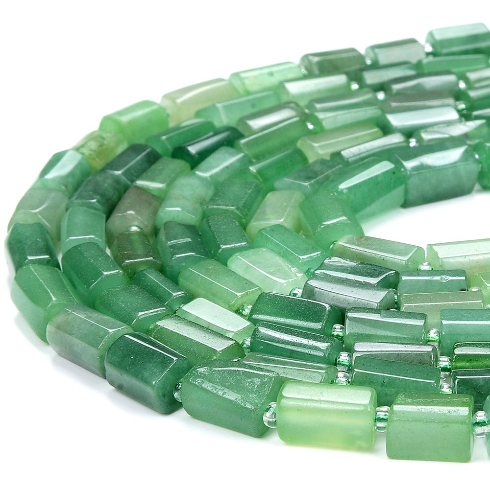 天然グリーンアベンチュリン宝石 12 x 8 MM ファセットシリンダー