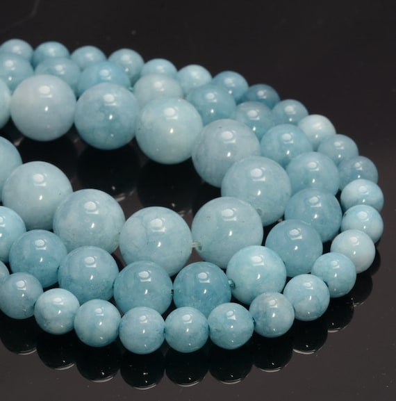 Matt Blauer Punkt Jaspis Edelstein Blau Weiß Rund 4mm/6mm/8mm/10mm Lose Perlen 15 Zoll Vollstrang (M5) - Österreich