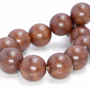 17-18MM Brown Lace Sandalwood Gemstone Round Loose Beads 8 inch  (80003901-W10)