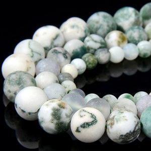 Matte Tree Agate Gemstone Grade AAA Round 4MM 6MM 8MM Loose Beads (D335)