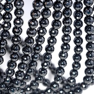 10mm Noir Black Onyx Gemstone Black Micro Faceted Round Loose Beads 15 inch Full Strand (90182759-115)