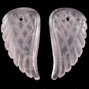 25X13MM  Rose Quartz Gemstone Grade AA Carved Angel Wing Beads BULK LOT 2,6,12,24,48 (90187157-001)