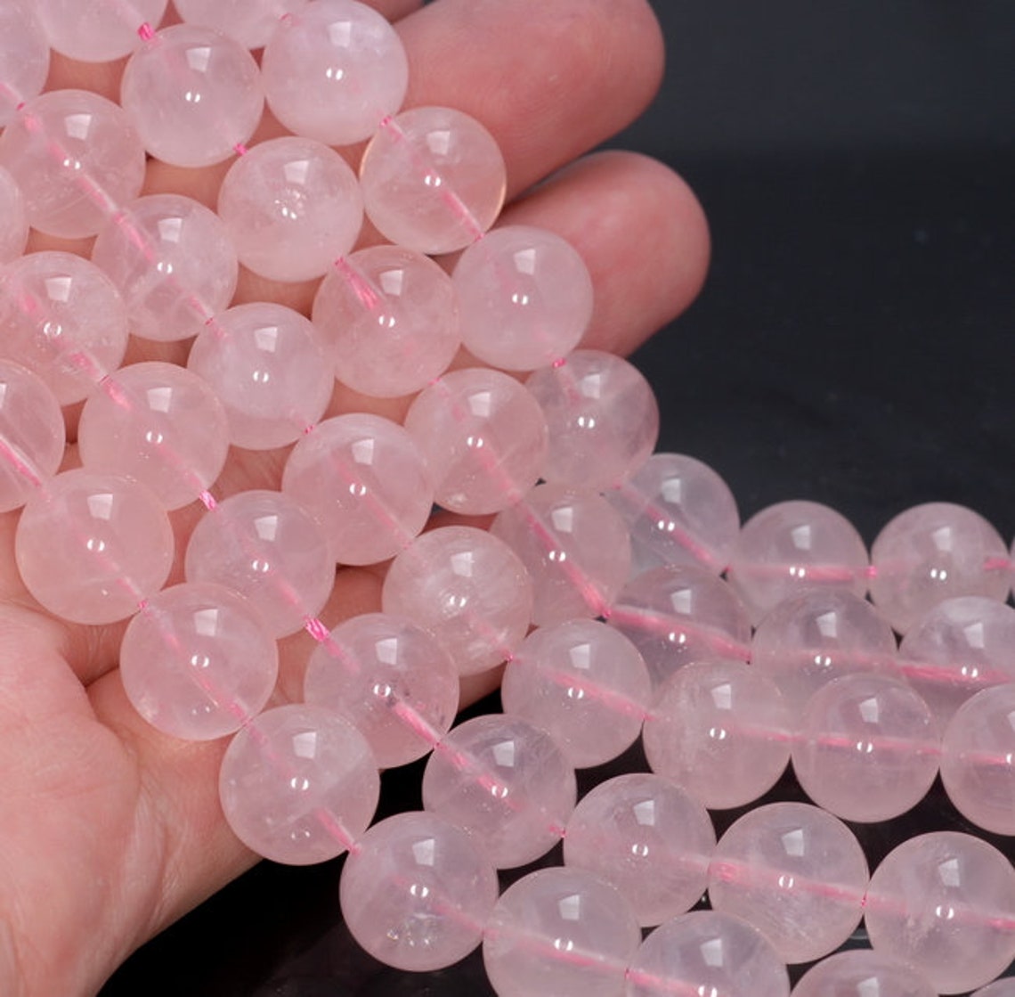 Pink Translucent Rocks 12-13MM Translucent Pink Mozambique Rose Quartz Gemstone Grade AAA ...