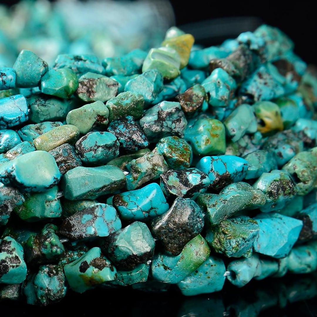 Natural Blue Turquoise Gemstone Pebble Nugget Chip 5-8MM Loose Beads 15 ...