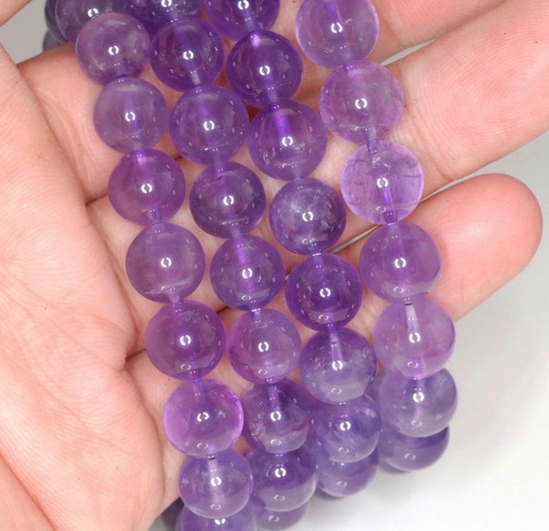 10mm Light Amethyst Gemstone Grade A Purple Round 10mm Loose Beads 7 inch Half Strand 90191616-813