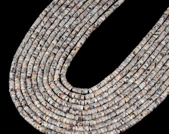 4X2MM Fossil Crinoid Gemstone Heishi Discs beads Loose Beads (P17)