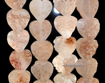 15MM Pixie Dust Druzy Gemstone Love Heart 15X15MM Loose Beads 7 inch Half Strand (90136007-102)