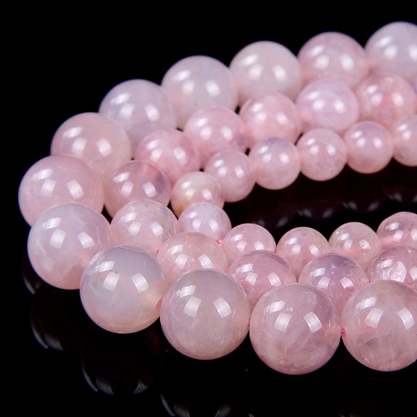 Light Purple Pink Genuine Natural Madagascar Rose Quartz Gemstone Grade AA Round 6MM 7MM 8MM 9MM 10MM 11MM Loose Beads (D76)