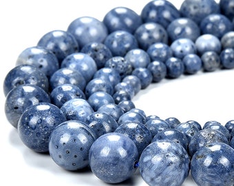 Natural Blue Coral Gemstone Grade AAA Round 4MM 6MM 8MM 10MM Loose Beads (D483)