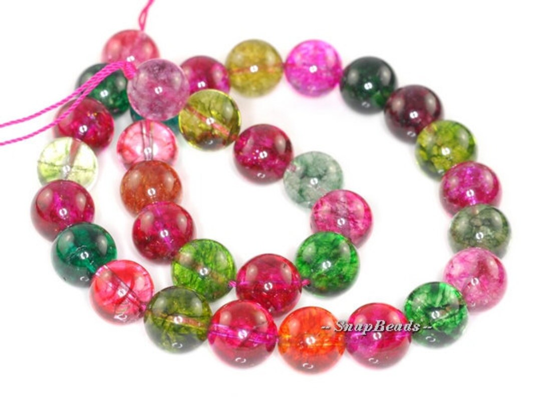 10MM Caribbean Sunrise Crackle Rock Crystal Gemstone, Rainbow Citrus ...