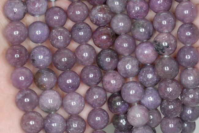 Fil De 39 Cm Avec 47 Perles En Lépidolite Violette – Boules De 8 Mm – Parfait Pour Créer Des Bijoux