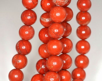 10mm Red Jasper Gemstone Round Brick Red Copper Brown Loose Beads 7.5 inch Half Strand (90192090-B65)