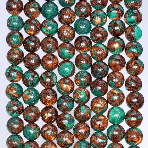 6mm Copper Bronze Malachite Gemstone Grade AAA Round Loose Beads 15.5 inch Full Strand (80004735-842)