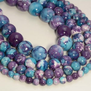 Ocean Jade Dyed Purples Blue Violets Gemstone 4mm 6mm 8mm 10mm Round Loose Beads (A225)