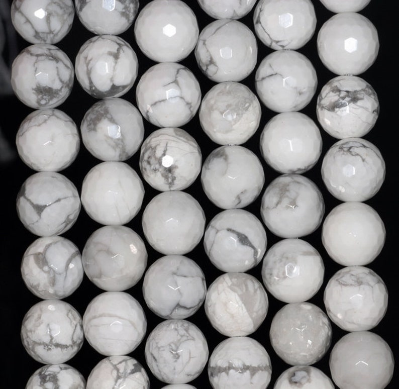 80002057 H-A62 12MM Turquoise Howlite Gemstone Faceted Round Loose Beads 7.5 inch Half Strand