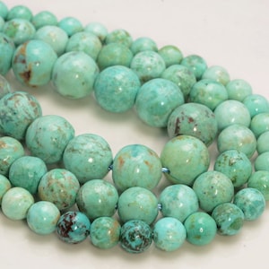 Genuine Peruvian Turquoise Green Blue Gemstone Round 6mm 7mm 8mm 9mm 10mm 11mm 12mm 14mm Loose Beads (A257)