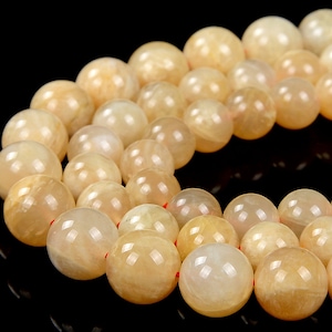 Natural Yellow Feldspar Sunstone Gemstone Grade AAA Round 7MM 8MM 9MM 10MM Loose Beads (D316)