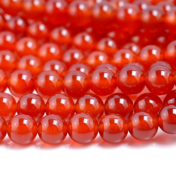 Agate rouge cornaline, qualité AAA, perles rondes en vrac 4 mm 6 mm 8 mm 10 mm 12 mm 15,5 po. (801)