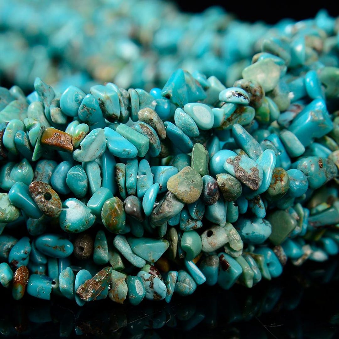Natural Blue Turquoise Gemstone Pebble Nugget Chip 4-6MM Loose Beads 15 ...
