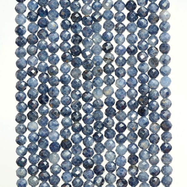 3mm Genuine Blue Sapphire Gemstone Blue Grade AAA Fine Faceted Round Cut Loose Beads 16 inch Full Strand (80005375-461)