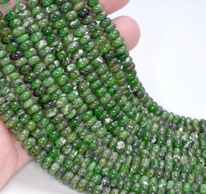 80004180-912 6x3mm Chrome Diopside Gemstone Grade A Deep Green Rondelle Loose Beads 7.5 inch Half Strand